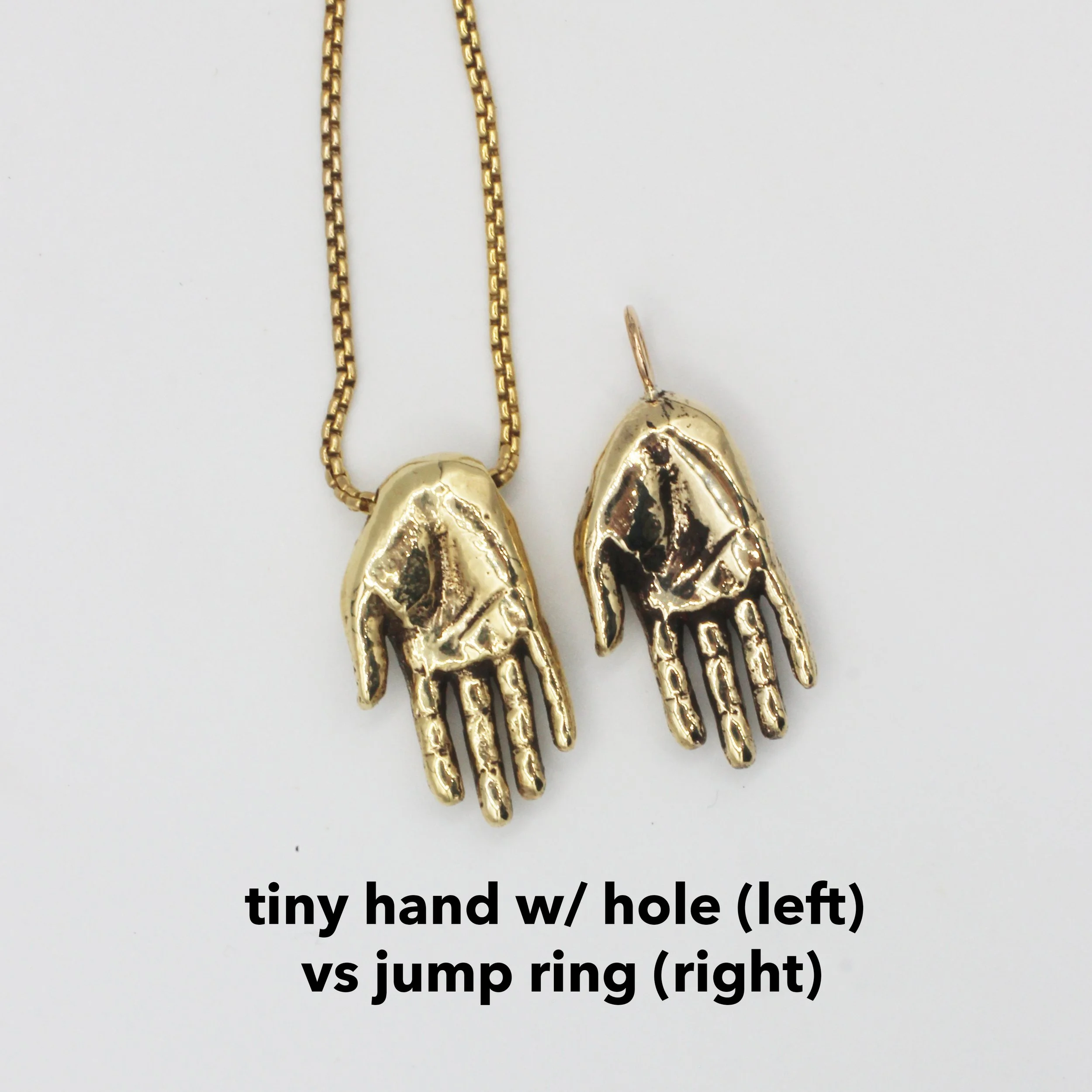 Tiny Hand Pendant w/ Jump Ring - Bronze - Made to Order — mickey